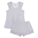Women's Spring Tile Lace Trim Tee & Shorts Summer Pyjama Set | Magnolia Lounge Australia