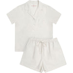 Women's Ivory Summer Dreaming Linen Shortie Pyjama Set | Magnolia Lounge Sleepwear Australia