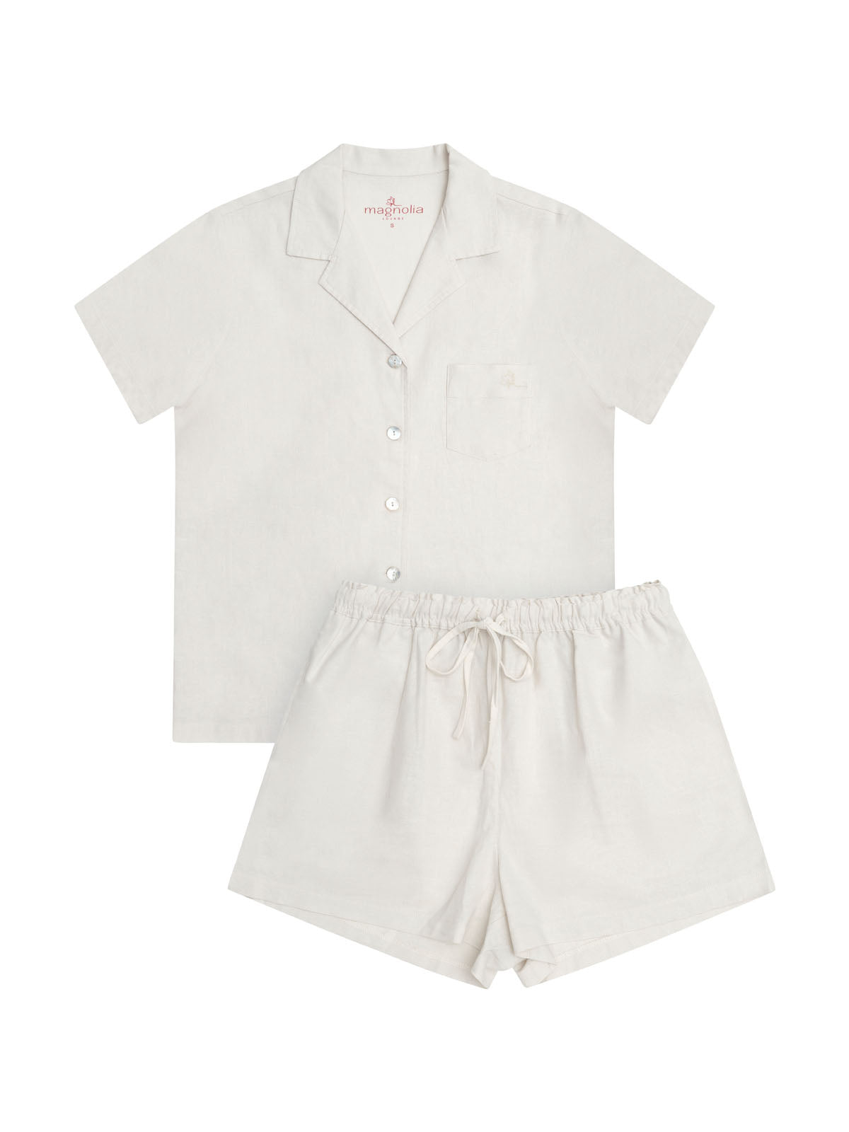 Women's Ivory Summer Dreaming Linen Shortie Pyjama Set | Magnolia Lounge Sleepwear Australia