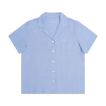 Women's Cornflower Summer Dreaming Linen Pyjama Set with 7/8 Pant | Magnolia Lounge