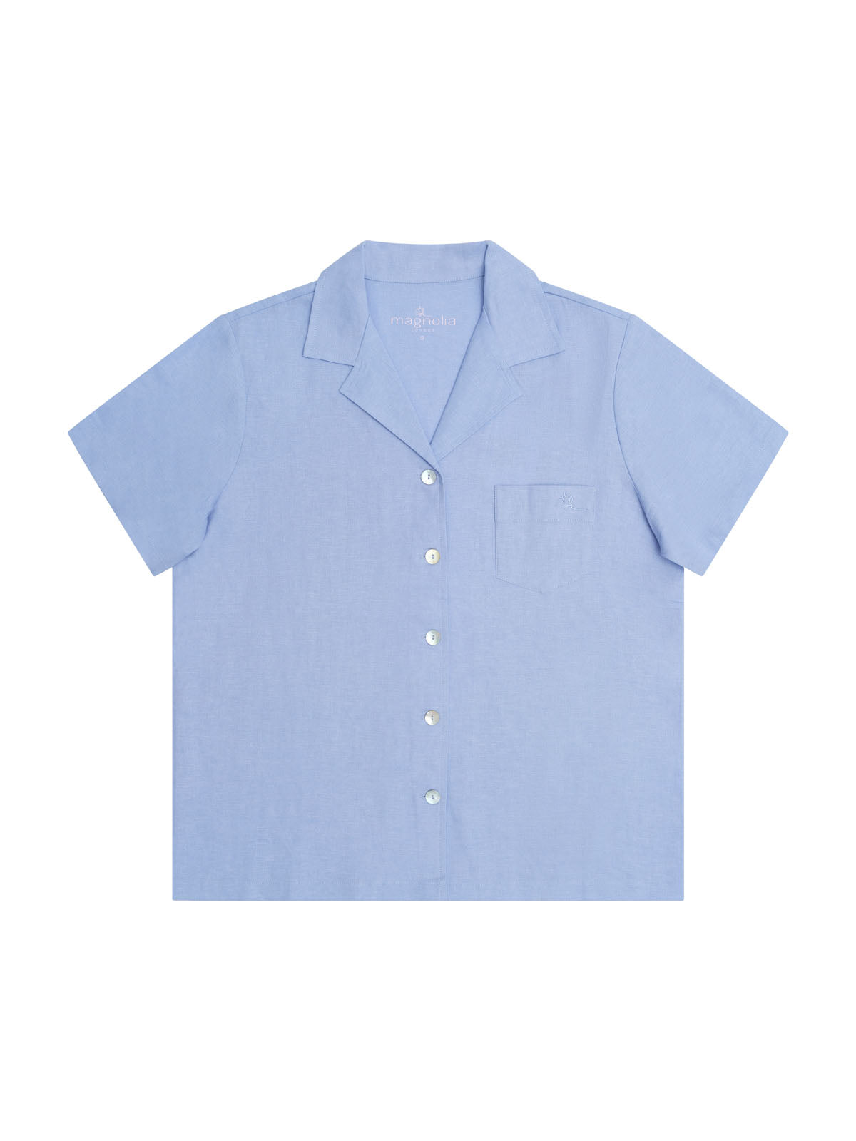 Women's Cornflower Summer Dreaming Linen Pyjama Set with 7/8 Pant | Magnolia Lounge