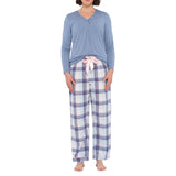 Afterglow Bamboo Elastane Twist Tee with Blue Horizon Flannelette Pant Set