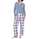 Afterglow Bamboo Elastane Twist Tee with Blue Horizon Flannelette Pant Set