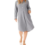 Ava Houndstooth Flannelette Cotton Midi Length Nightshirt Magnolia Lounge