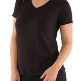 Women's Black Premium Bamboo V Neck Tee