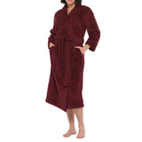 Burgundy Shawl Collar Lux Sherpa Fleece Dressing Gown