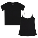 Women's Black Premium Bamboo V Neck Tee