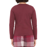 Burgundy Cotton Jersey Henley Pyjama Top