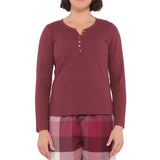 Burgundy Cotton Jersey Henley Pyjama Top