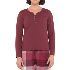Burgundy Cotton Jersey Henley Pyjama Top
