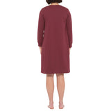 Burgundy Cotton Jersey Long Sleeve Henley Nightie