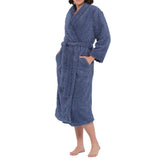 Denim Shawl Collar Lux Sherpa Fleece Dressing Gown