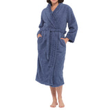 Denim Shawl Collar Lux Sherpa Fleece Dressing Gown