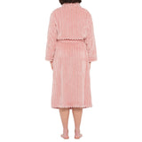 Dusty Pink Shawl Collar Lux Jacquard Fleece Dressing Gown
