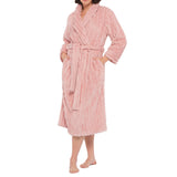 Dusty Pink Shawl Collar Lux Jacquard Fleece Dressing Gown