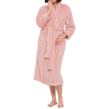 Dusty Pink Shawl Collar Lux Jacquard Fleece Dressing Gown