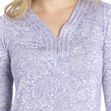 Dawn Paisley Bamboo Elastane Henley Winter Nightie | Magnolia Lounge Australia