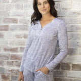 Dawn Paisley Bamboo Elastane Henley Pyjama Set | women's winter pyjamas | Magnolia Lounge Australia