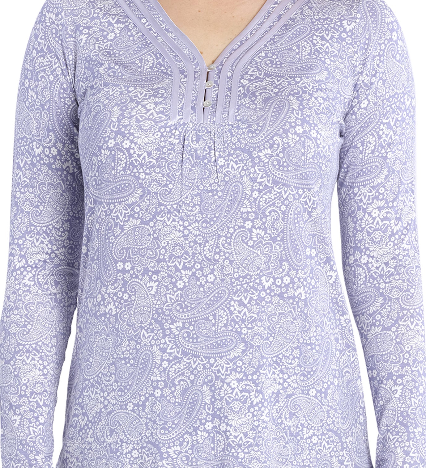 Dawn Paisley Bamboo Elastane Henley Pyjama Set | women's winter pyjamas | Magnolia Lounge Australia
