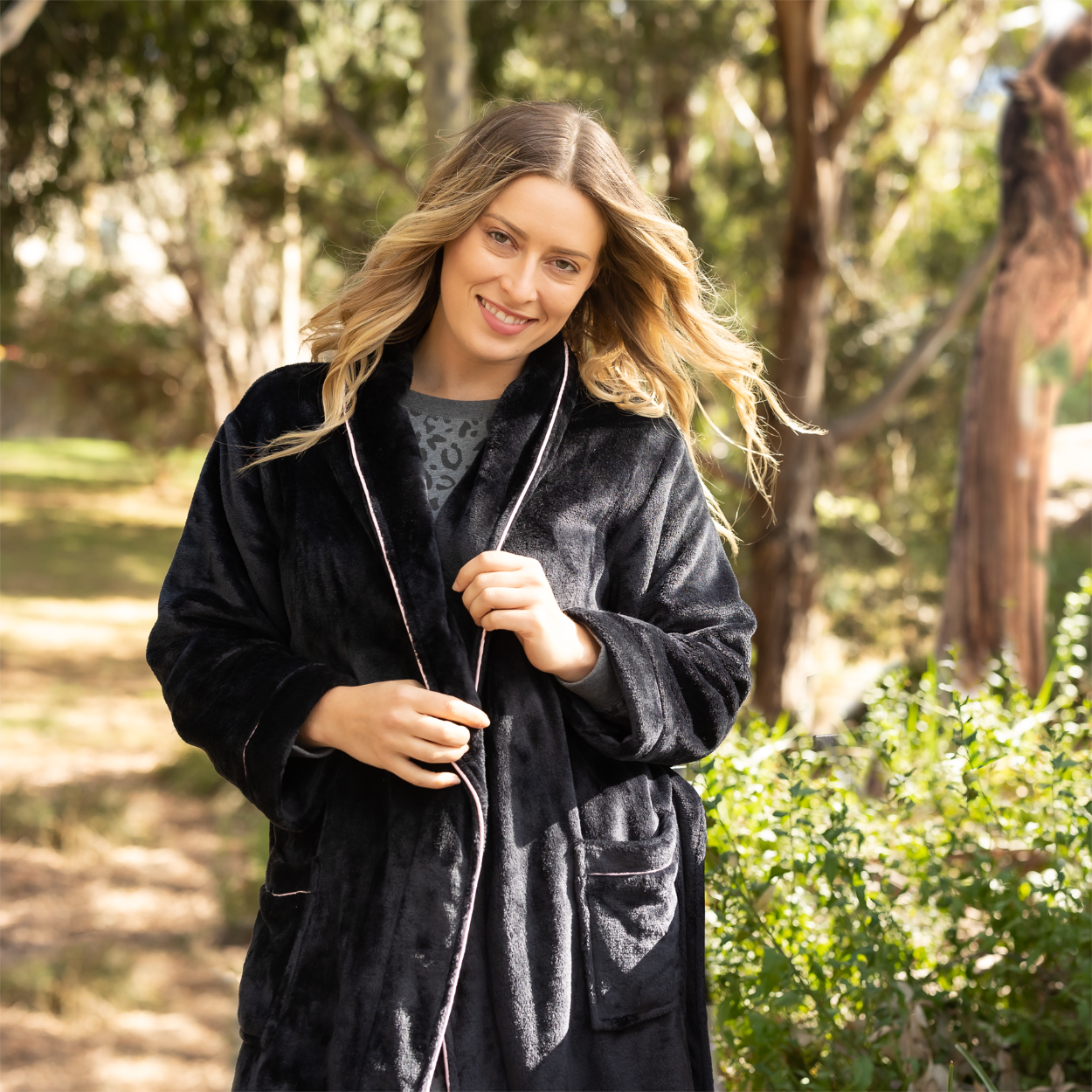 John Lewis Faux Fur Dressing Gown, Pink at John Lewis & Partners