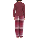 Burgundy Cotton Jersey Henley Top with Deep Twilight Flannelette Pant Set