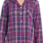 Dusk Check Flannelette Cotton Midi Nightshirt | Women's Winter Nightie | Magnolia Lounge Australia