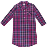 Dusk Check Flannelette Cotton Midi Nightshirt | Women's Winter Nightie | Magnolia Lounge Australia