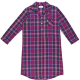 Dusk Check Flannelette Cotton Midi Nightshirt | Women's Winter Nightie | Magnolia Lounge Australia