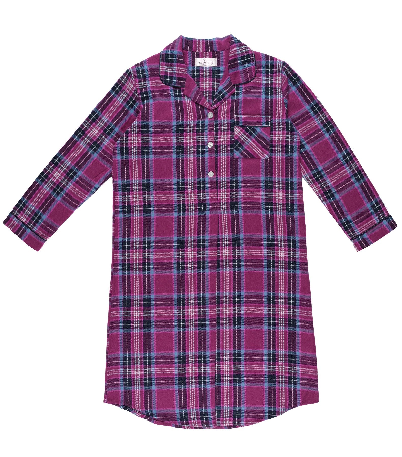 Dusk Check Flannelette Cotton Midi Nightshirt | Women's Winter Nightie | Magnolia Lounge Australia