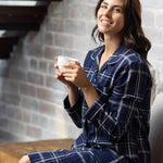 Evening Check Flannelette Cotton Midi Nightshirt | womens winter nightshirt | Magnolia Lounge Australia