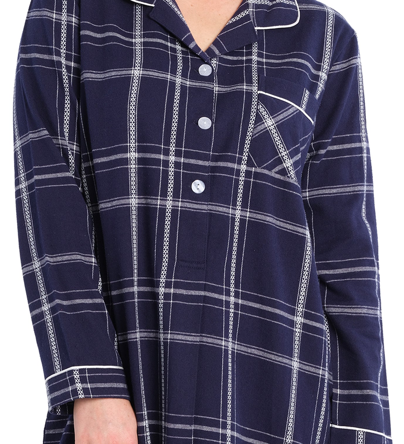 Evening Check Flannelette Cotton Midi Nightshirt | womens winter nightshirt | Magnolia Lounge Australia