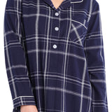 Evening Check Flannelette Cotton Midi Nightshirt | womens winter nightshirt | Magnolia Lounge Australia