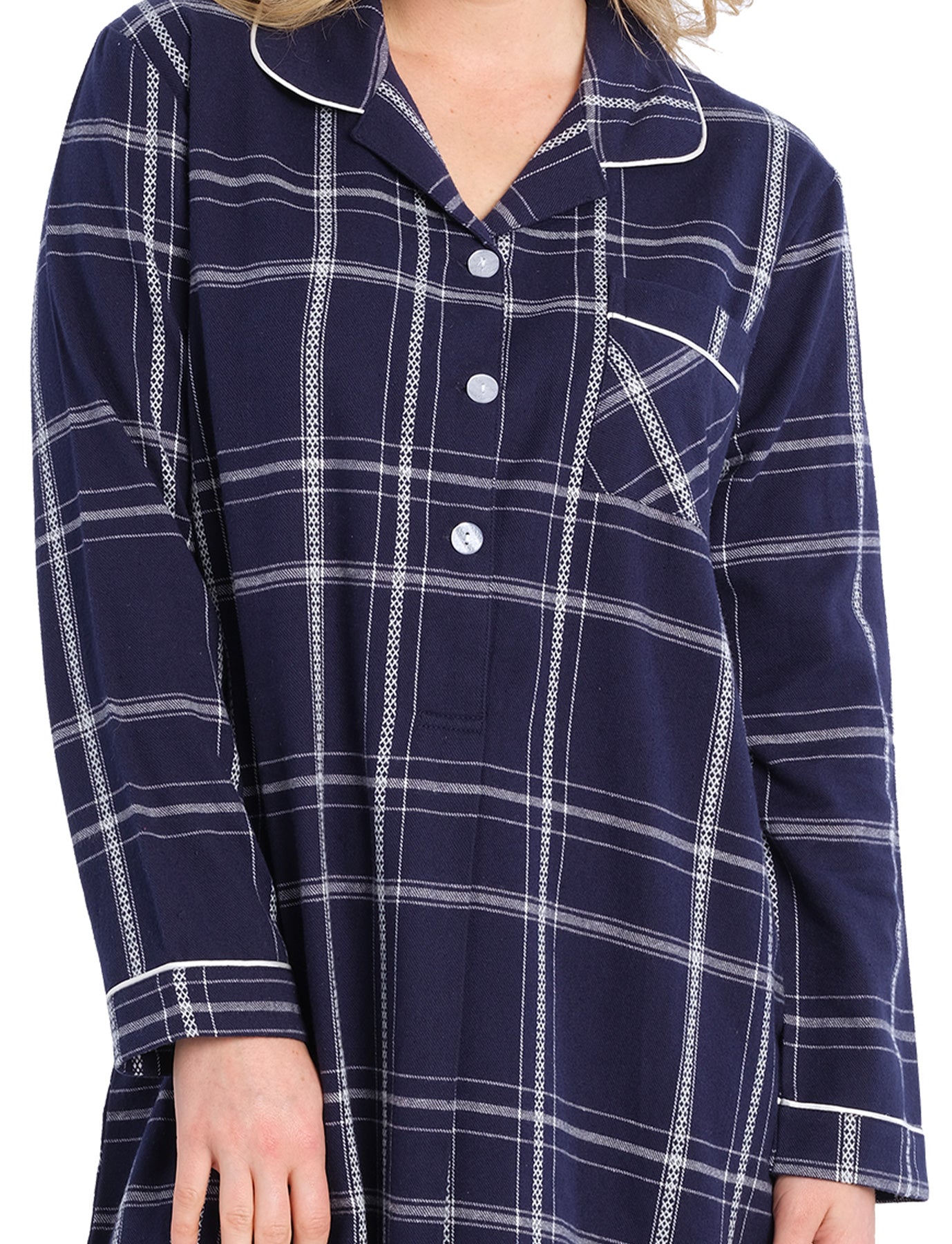 Evening Check Flannelette Cotton Midi Nightshirt | womens winter nightshirt | Magnolia Lounge Australia