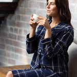 Evening Check Flannelette Cotton Midi Nightshirt | womens winter nightshirt | Magnolia Lounge Australia