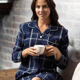 Evening Check Flannelette Cotton Midi Nightshirt | womens winter nightshirt | Magnolia Lounge Australia