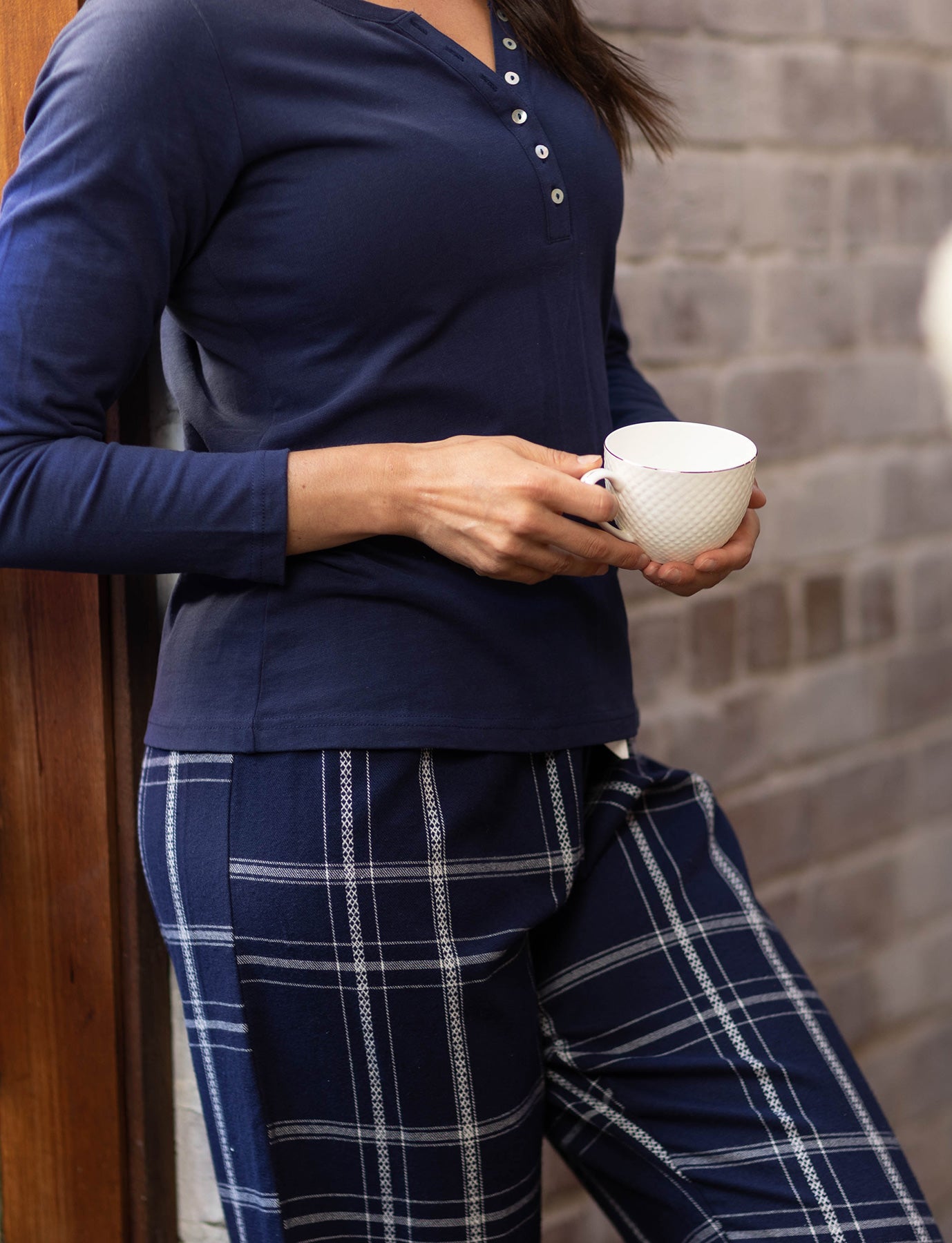 Evening Check Flannelette Cotton Pyjama Pants | womens winter pyjama pants | Magnolia Lounge Australia