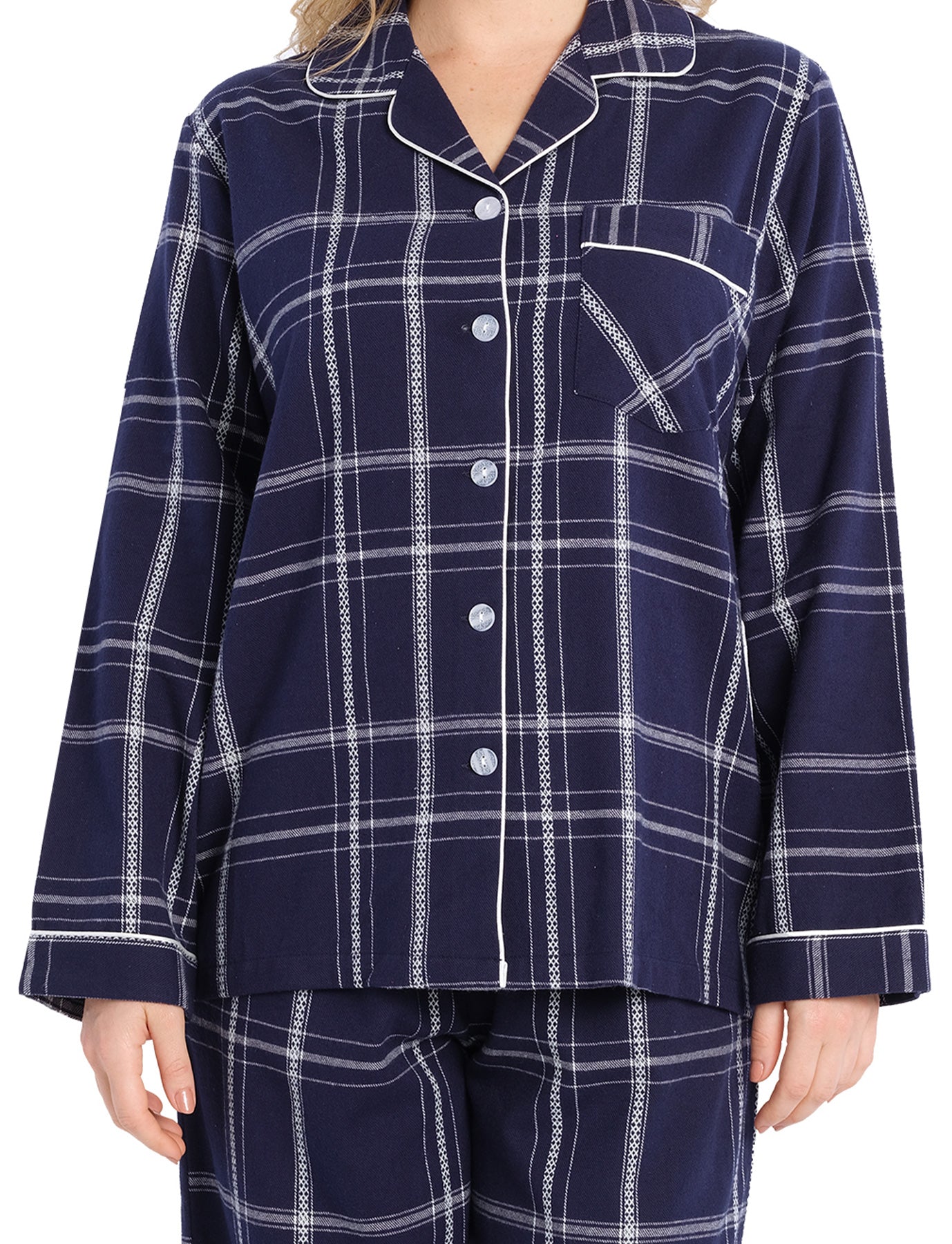 Evening Check Flannelette Cotton Pyjama Set | womens winter pyjamas | Magnolia Lounge Australia