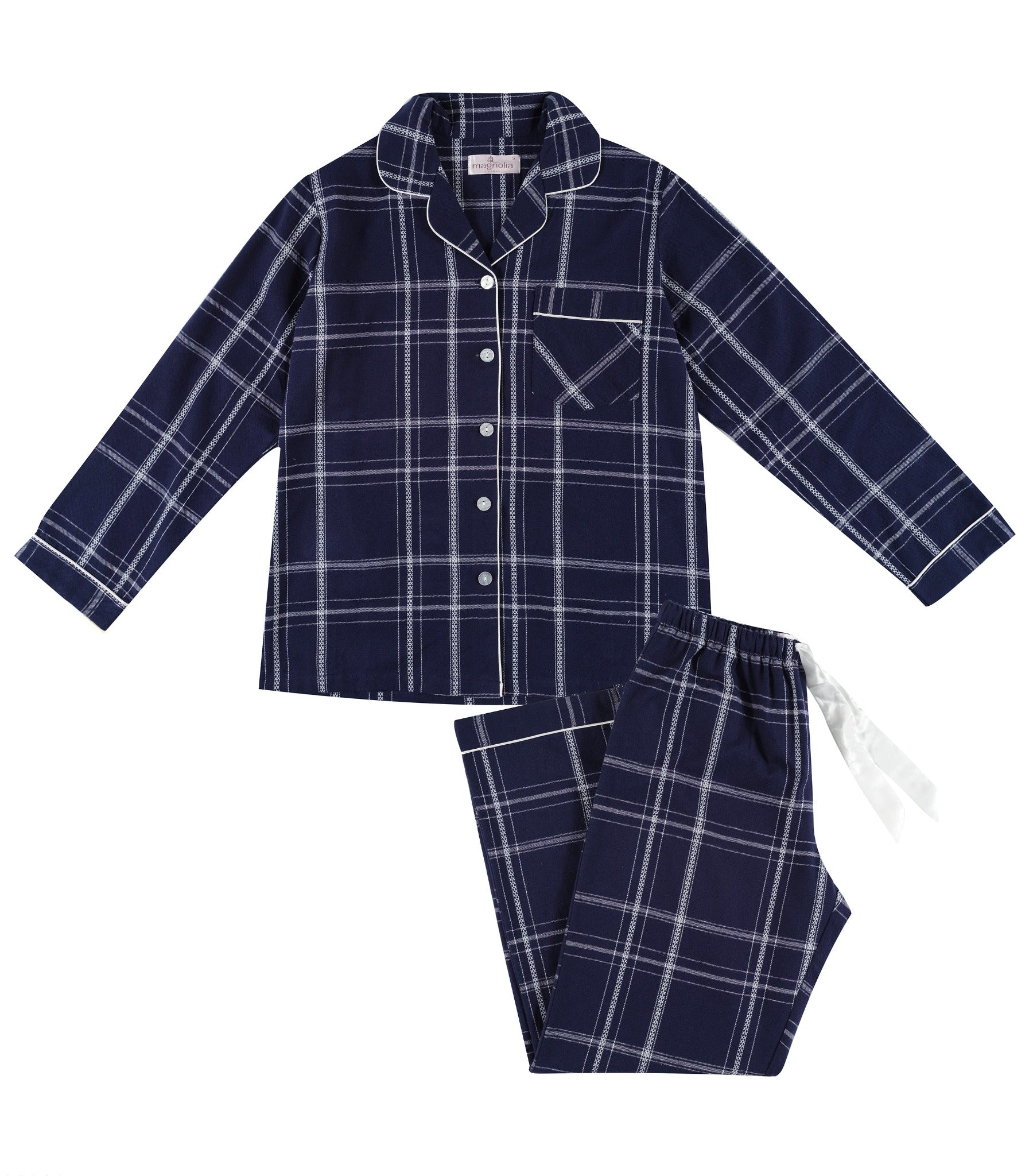 Evening Check Flannelette Cotton Pyjama Set | womens winter pyjamas | Magnolia Lounge Australia