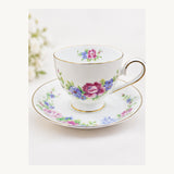 Fine Bone China Floral Coffee Cup & Saucer – Set of 4