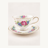 Fine Bone China Floral Teacup & Saucer Set of 4