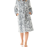 Women's Winter dressing Gown | Damask Button Up Fleece Dressing Gown | Magnolia Lounge Australia
