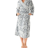 Women's Winter Dressing Gown | Damask Shawl Collar Damask Shawl Collar Fleece Dressing Gown Magnolia Lounge