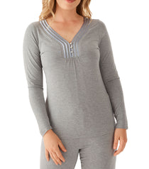 Leila Bamboo Elastane Henley Tee | Magnolia Lounge Australia