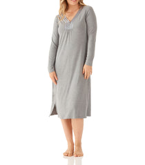 Leila Bamboo Elastane Long Sleeve Henley Winter Nightie Magnolia Lounge