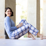 Afterglow Bamboo Elastane Twist Tee with Blue Horizon Flannelette Pant Set