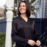 Black Lux Satin Long Sleeve Pyjama Set