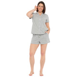 Grey Marle Peached Cotton Jersey Shortie Pyjama Set