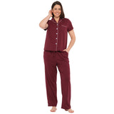 Plum Peached Cotton Jersey Short Sleeve Pyjama Set