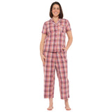 Sunset Gingham Cotton Seersucker Cropped ⅞ Pyjama Set