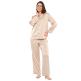 Champagne Lux Satin Long Sleeve Pyjama Set